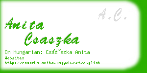 anita csaszka business card